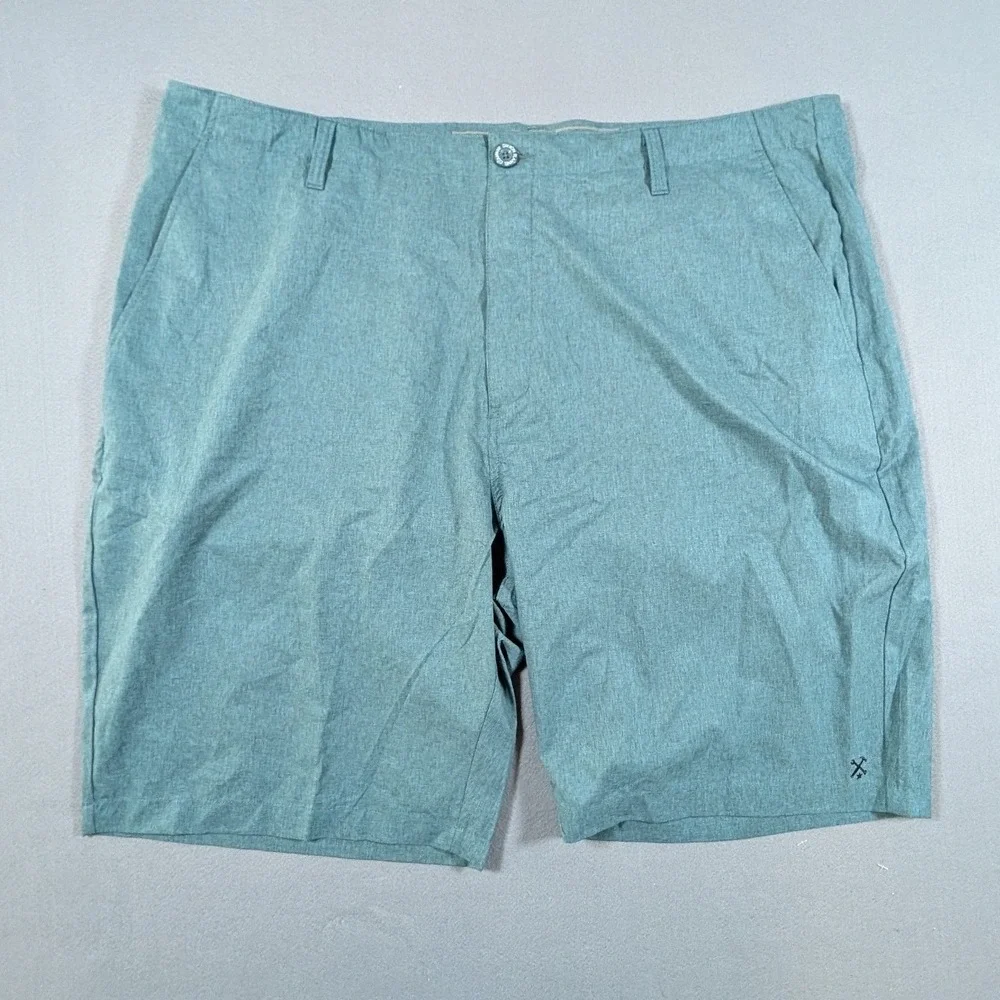 Dixxon Flannel Co Hybrid Shorts Mens 44 Teal Heather Form and Function Logo